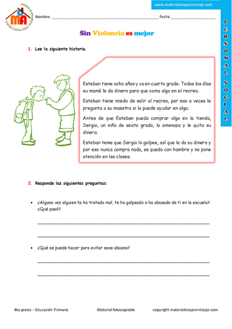 Sin violencia es mejor: 4to grado Sin violencia es mejor: 4to grado
