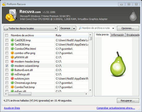 Como recuperar archivos eliminados en Windows con Recuva Resultados avanzados de Recuva