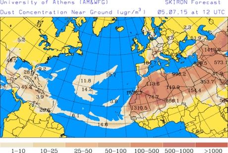 España: Intrusión de polvo africano 5-julio-2015 (Pronóstico) España: Intrusión de polvo africano 5-julio-2015 (Pronóstico)