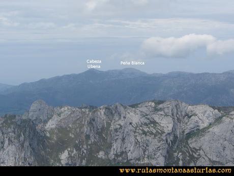 Ruta Tielve Peña Maín: Vista de Cabeza Ubena y Peña Blanca Ruta Tielve Peña Maín: Vista de Cabeza Ubena y Peña Blanca