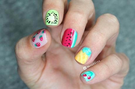 Uñas con diseños de frutas paso a paso