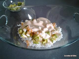 Ensalada de gambas con aguacate y arroz Ensalada de gambas con aguacate y arroz