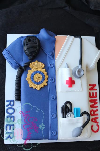 TARTA CAMISA POLICÍA, CAMISETA ENFERMERA TARTA CAMISA POLICÍA, CAMISETA ENFERMERA