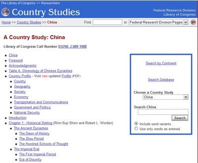 Datos para el Estudio de China de la Biblioteca del Congreso de Estados Unidos