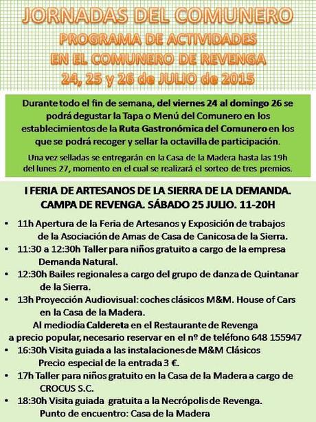 Actividades de julio en la casa de la madera Jornadas del comunero de Revenga 2015