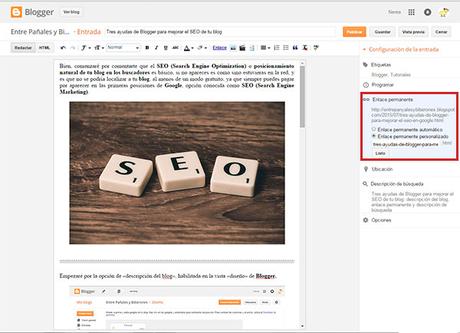 Tres ayudas de Blogger para mejorar el SEO de tu blog Tres ayudas de Blogger para mejorar el SEO de tu blog