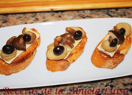 CANAPÉ DE QUESO Y SETAS VARIADAS