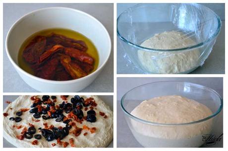 Focaccia con tomate y aceitunas Focaccia con tomate y aceitunas ingredientes