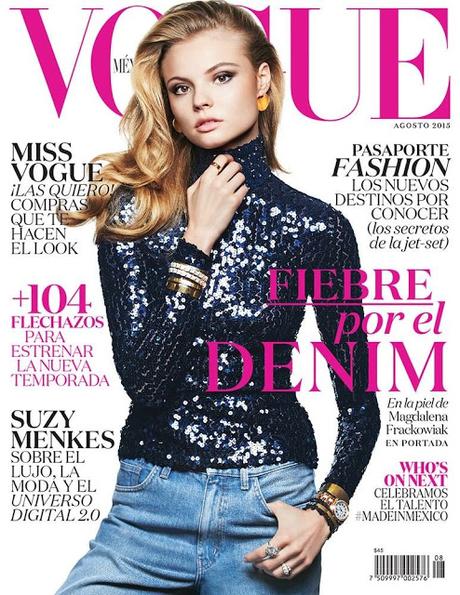 Magdalena Frackowiak luce denim y lentejuelas en portada para Vogue México Magdalena Frackowiak luce denim y lentejuelas en portada para Vogue México