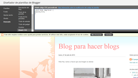Aclarar las fotos cuando el ratón pasa por encima en blogger aclarando las imagenes en blogger
