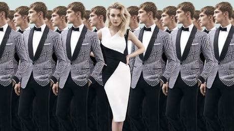 Jessica Stam y Mathias Lauridsen posan para la nueva campaña de Harrolds