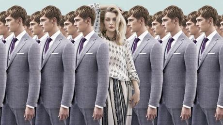 Jessica Stam y Mathias Lauridsen posan para la nueva campaña de Harrolds