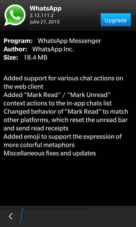 WhatsApp recibe una actualización de forma Beta para dispositivos BlackBerry WhatsApp recibe una actualización de forma Beta para dispositivos BlackBerry