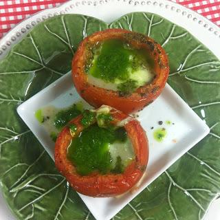 Tomates Asados Rellenos De Mozzarella Con Pesto