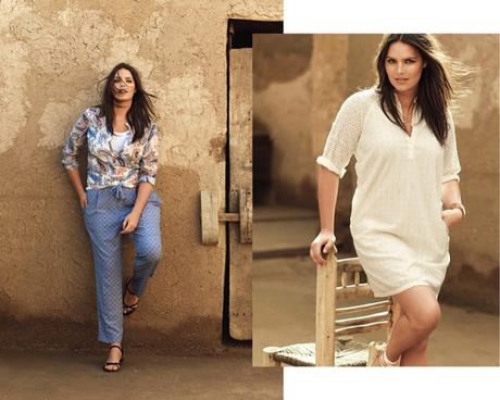 Candice Huffine es una belleza de verano en el nuevo catálogo de Violeta by Mango