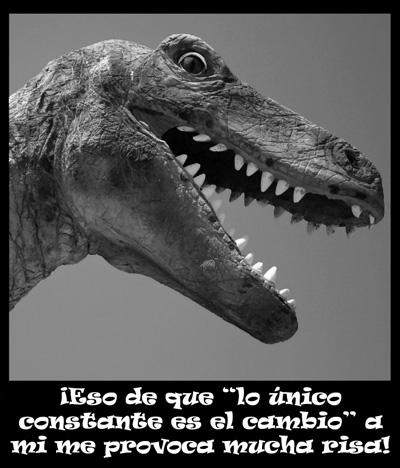 dinosaurio se ríe del cambio