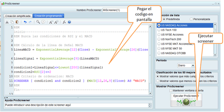 ¿quieres ganar dinero rapido?: una idea de corto plazo screener-prorealtime-codigo-RSI-MACD