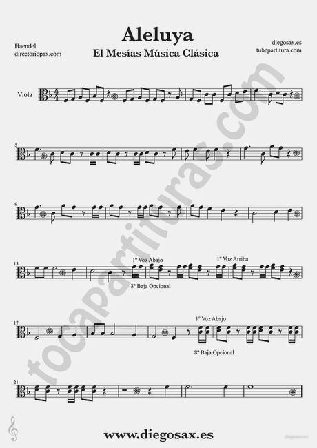 Aleluya de Haendel partitura de Viola El Mesias Tubepartitura Aleluya de Haendel partitura de Viola El Mesias