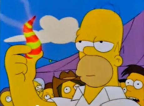 Homer Simpsom a punto de probar los efectos del chile de un manicomio guatemalteco de Quetzalzaltenango