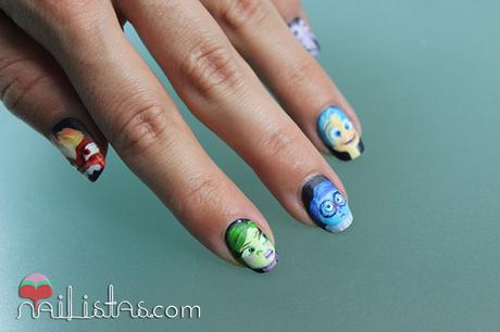 Uñas inspiradas en la pelicula de Disney Inside Out Del Reves