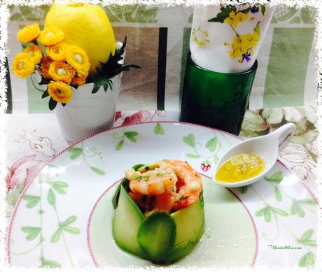 Ensalada de aguacate y langostinos con su salsa Ensalada de aguacate y langostinos con su salsa