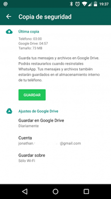 WhatsApp nuevamente permite realizar copias de seguridad en Google Drive