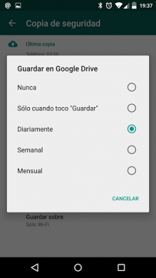 WhatsApp nuevamente permite realizar copias de seguridad en Google Drive