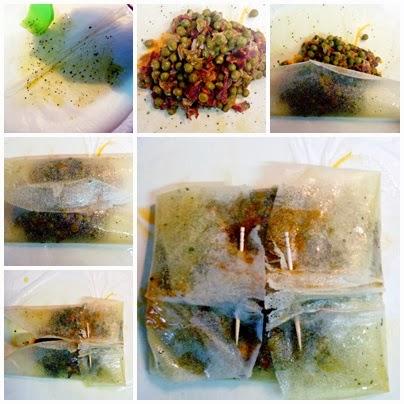 RECETAS. Saquitos crujientes de guisantes, jamón y setas. RECETAS. Saquitos crujientes de guisantes, jamón y setas.