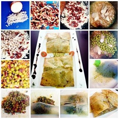 RECETAS. Saquitos crujientes de guisantes, jamón y setas. RECETAS. Saquitos crujientes de guisantes, jamón y setas.