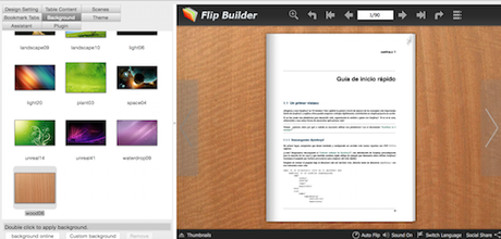 Flip PDF convierte PDFs en libros animados Fondo de pantalla personalizado Flip PDF