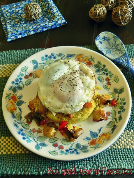 Vegetales asados con cous-cous y huevo