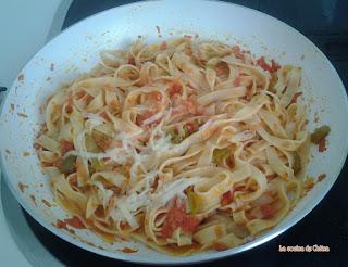 Fettuccine con pimientos y berenjenas Fettuccine con pimientos y berenjenas