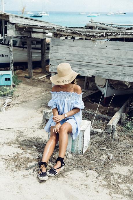 Straw_hat-Reformation-Striped_Dress-Off_The_Shoulders-Castaner_Espadrilles-Summer_look-Formetera-Collage_on_The_Road-28