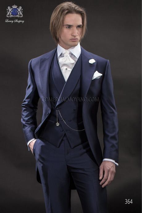 Chaqué azul para tu boda Chaqué azul de novio italiano a medida levita en tejido new performance azul modelo 364 Ottavio Nuccio Gala colección Gentleman 2015.