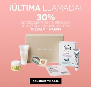 Birchbox: Última oportunidad 30% de descuento beautychic