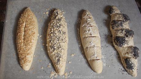 Baguette con semillas y mantequilla chocoframbuesa y menta