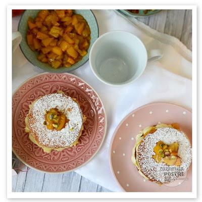 MILHOJAS DE CREMA, MELOCOTÓN Y MANZANA / CUSTARD CREAM, PEACH AND APPLE MILLEFEUILLE