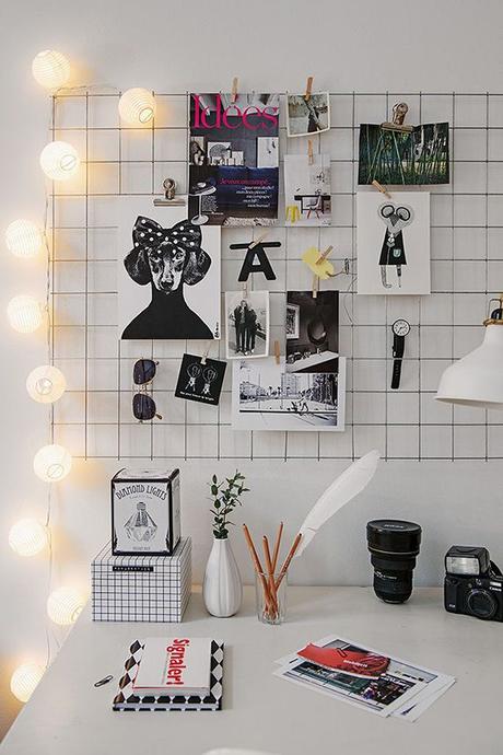 DIY: Iron mesh moodboard -- I totally need washi clothespins to put stuff on the side of my black wire cube tower!: DIY: Iron mesh moodboard -- I totally need washi clothespins to put stuff on the side of my black wire cube tower!