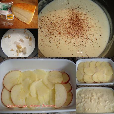 Pastel de patatas y manzana al horno con queso de Mahón