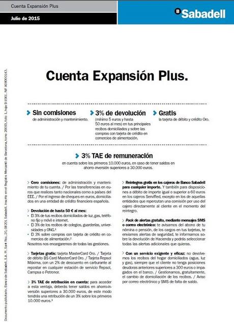 Análisis de la cuenta Expansión Plus de Banco Sabadell Análisis de la cuenta Expansión Plus de Banco Sabadell
