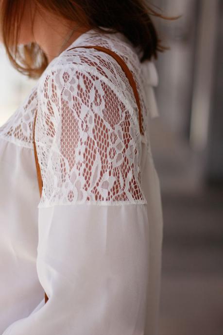 Blusa de encaje blanco Blusa de encaje blanco