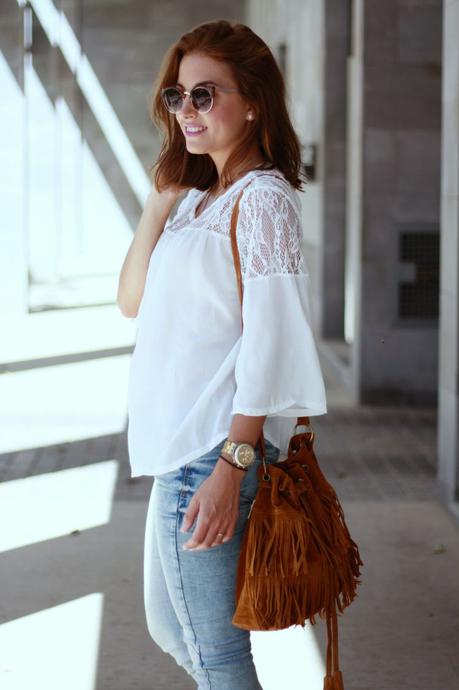 Blusa de encaje blanco Blusa de encaje blanco