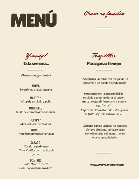 ¿Que cenamos esta semana? Cenas “on-the-go” ¿Que cenamos esta semana? Cenas “on-the-go”