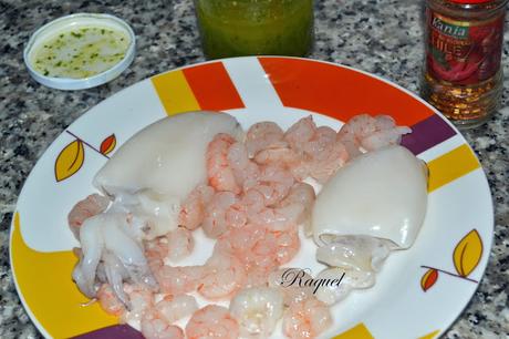 Parpadelle con Sepia y Gambas