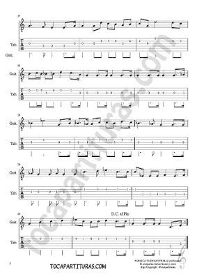 Tubepartitura Himno Nacional de México Tablatura del punteo de Guitarra