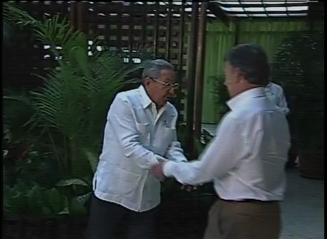 Santos, Castro y el guerrillero timochenko Santos, Castro y el guerrillero timochenko