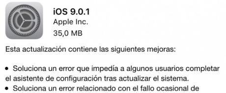 iOS 9.0.1 ya está disponible