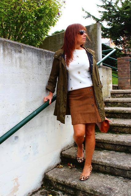 MIS LOOKS - FALDA DE ANTE Y GABARDINA CAQUI MIS LOOKS - FALDA DE ANTE Y GABARDINA CAQUI