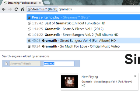 Streamus omnibox Streamus omnibox