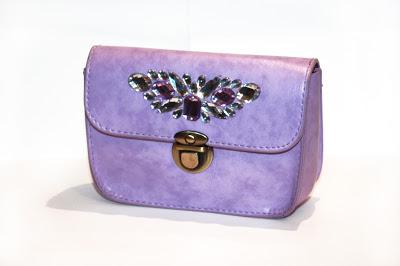 BOLSOS JOYA BY LARA GARABATEA CLUTCH PEDRERIA MORADO Y LILA